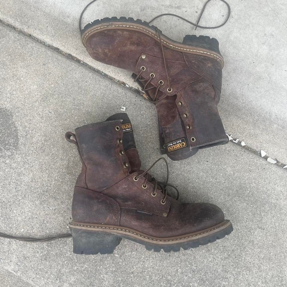 Carolina Full Grain Leather Waterproof Logger boots size 8.5